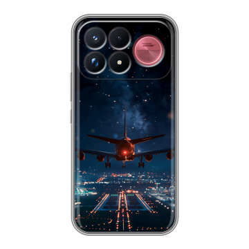 Силиконовый чехол на Poco F9 Ultra с принтом самолет