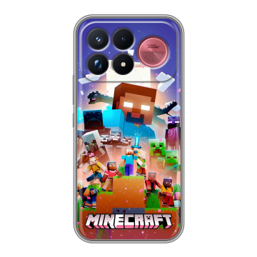 Силиконовый чехол на Poco F9 Ultra с принтом Майнкрафт Minecraft