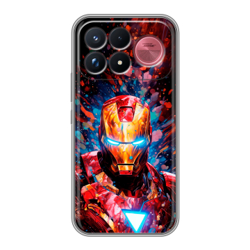 Силиконовый чехол на Poco F9 Ultra с принтом Железный человек Ironman