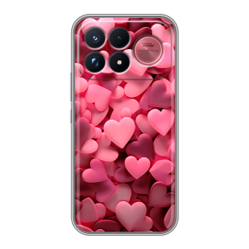 Силиконовый чехол на Poco F9 Ultra с принтом розовые сердечки