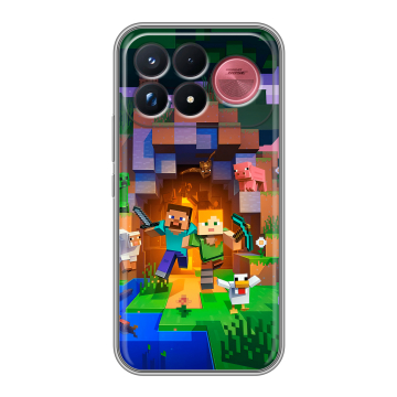 Силиконовый чехол на Poco F9 Ultra с принтом Майнкрафт Minecraft
