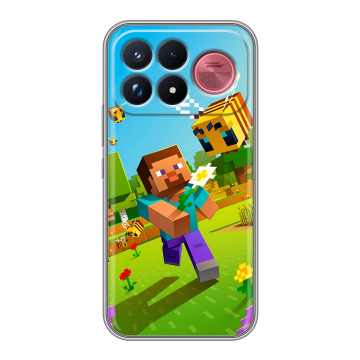Силиконовый чехол на Poco F9 Ultra с принтом Майнкрафт Minecraft