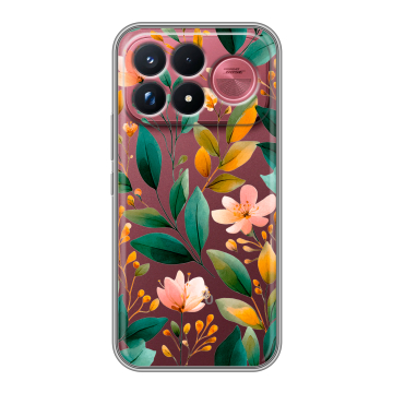 Силиконовый чехол на Poco F9 Ultra с принтом Цветы паттерн