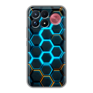 Силиконовый чехол на Poco F9 Ultra с принтом Неоновые соты