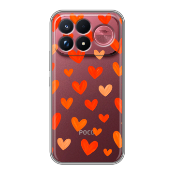 Силиконовый чехол на Poco F9 Ultra с принтом Сердечки