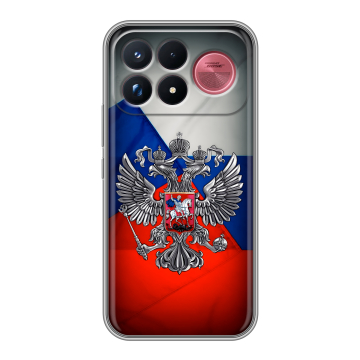 Силиконовый чехол на Poco F9 Ultra с принтом Флаг России