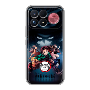 Силиконовый чехол на Poco F9 Ultra с принтом Demon Slayer Клинок рассекающий демонов