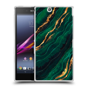 Силиконовый чехол на Sony Xperia Z Ultra с принтом Мрамор зеленое золото Силиконовый чехол на Sony Xperia Z Ultra с принтом Мрамор зеленое золото