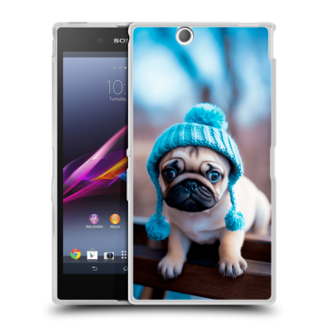 Силиконовый чехол на Sony Xperia Z Ultra с принтом Мопс в шапке Силиконовый чехол на Sony Xperia Z Ultra с принтом Мопс в шапке
