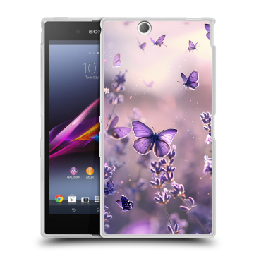Силиконовый чехол на Sony Xperia Z Ultra с принтом бабочки и лаванда Силиконовый чехол на Sony Xperia Z Ultra с принтом бабочки и лаванда