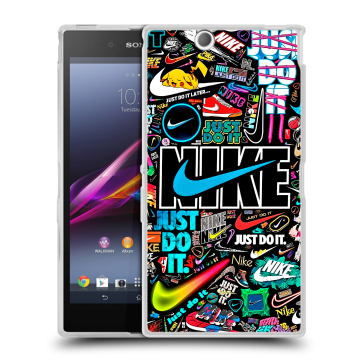 Силиконовый чехол на Sony Xperia Z Ultra с принтом найк nike черный Силиконовый чехол на Sony Xperia Z Ultra с принтом найк nike черный