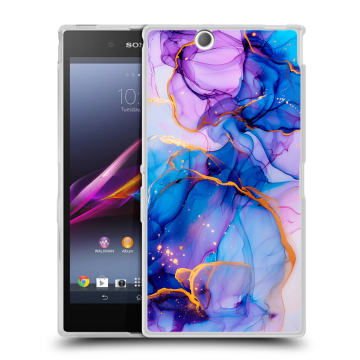 Силиконовый чехол на Sony Xperia Z Ultra с принтом синий мрамор Силиконовый чехол на Sony Xperia Z Ultra с принтом синий мрамор