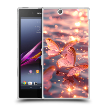 Силиконовый чехол на Sony Xperia Z Ultra с принтом бабочки розовые Силиконовый чехол на Sony Xperia Z Ultra с принтом бабочки розовые