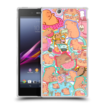 Силиконовый чехол на Sony Xperia Z Ultra с принтом капибары Силиконовый чехол на Sony Xperia Z Ultra с принтом капибары