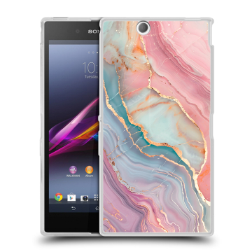 Силиконовый чехол на Sony Xperia Z Ultra с принтом розовый мрамор Силиконовый чехол на Sony Xperia Z Ultra с принтом розовый мрамор