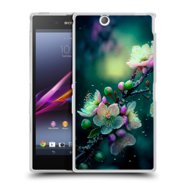 Силиконовый чехол на Sony Xperia Z Ultra с принтом Цветы и мрамор Силиконовый чехол на Sony Xperia Z Ultra с принтом Цветы и мрамор