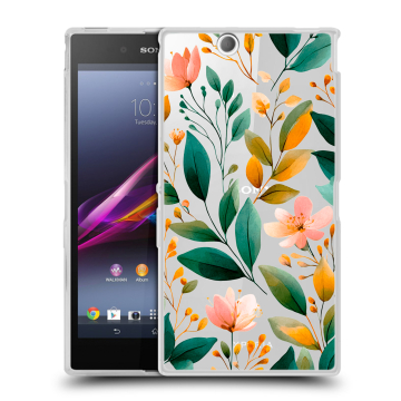 Силиконовый чехол на Sony Xperia Z Ultra  с принтом Цветы паттерн