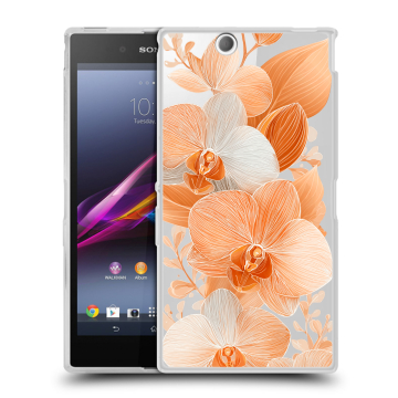 Силиконовый чехол на Sony Xperia Z Ultra  с принтом Бежевые цветы