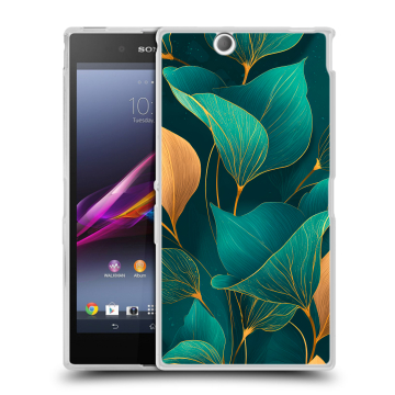 Силиконовый чехол на Sony Xperia Z Ultra  с принтом Листья и золото