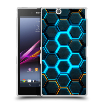 Силиконовый чехол на Sony Xperia Z Ultra  с принтом Неоновые соты