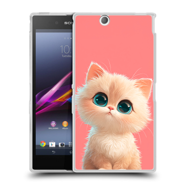 Силиконовый чехол на Sony Xperia Z Ultra  с принтом Розовый котенок