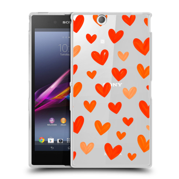 Силиконовый чехол на Sony Xperia Z Ultra  с принтом Сердечки