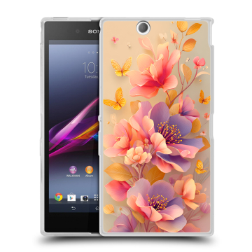 Силиконовый чехол на Sony Xperia Z Ultra с принтом Цветы и бабочки Силиконовый чехол на Sony Xperia Z Ultra с принтом Цветы и бабочки