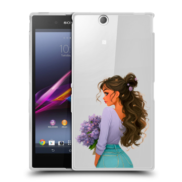 Силиконовый чехол на Sony Xperia Z Ultra с принтом девушка цветы Силиконовый чехол на Sony Xperia Z Ultra с принтом девушка цветы