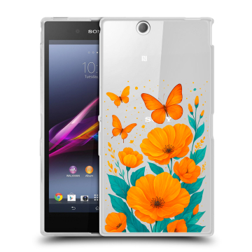 Силиконовый чехол на Sony Xperia Z Ultra с принтом цветы бабочки Силиконовый чехол на Sony Xperia Z Ultra с принтом цветы бабочки