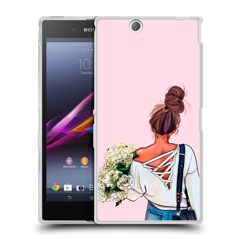 Силиконовый чехол на Sony Xperia Z Ultra с принтом Девушка и букет Силиконовый чехол на Sony Xperia Z Ultra с принтом Девушка и букет