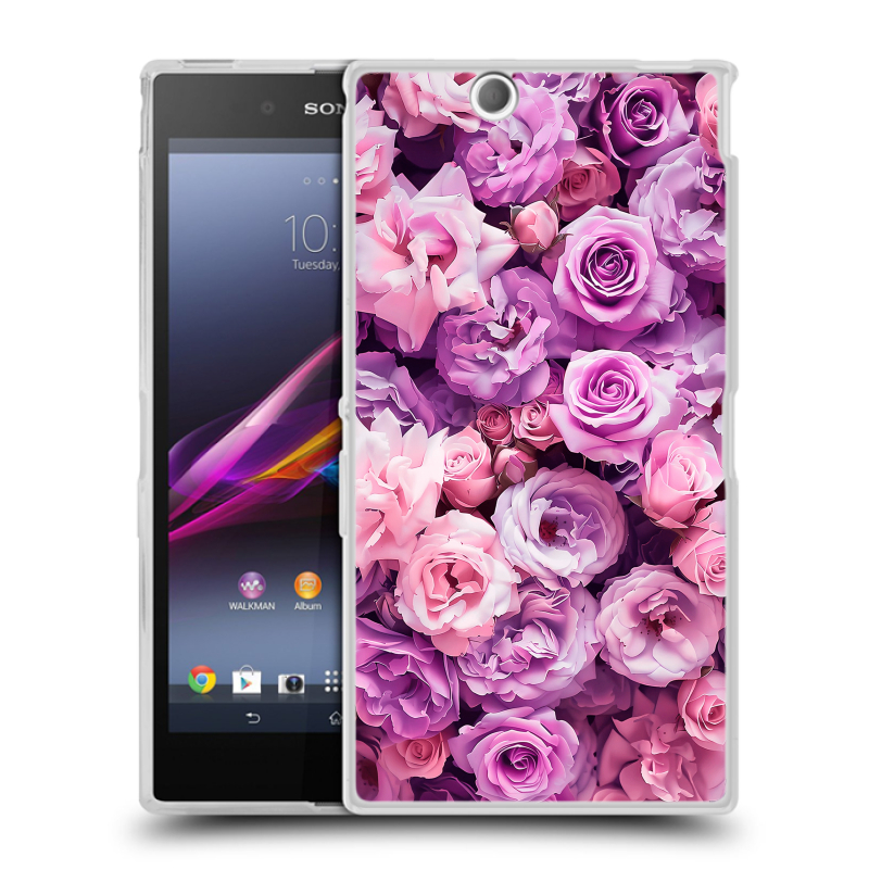 Силиконовый чехол на Sony Xperia Z Ultra с принтом лавандовые розы Силиконовый чехол на Sony Xperia Z Ultra с принтом лавандовые розы