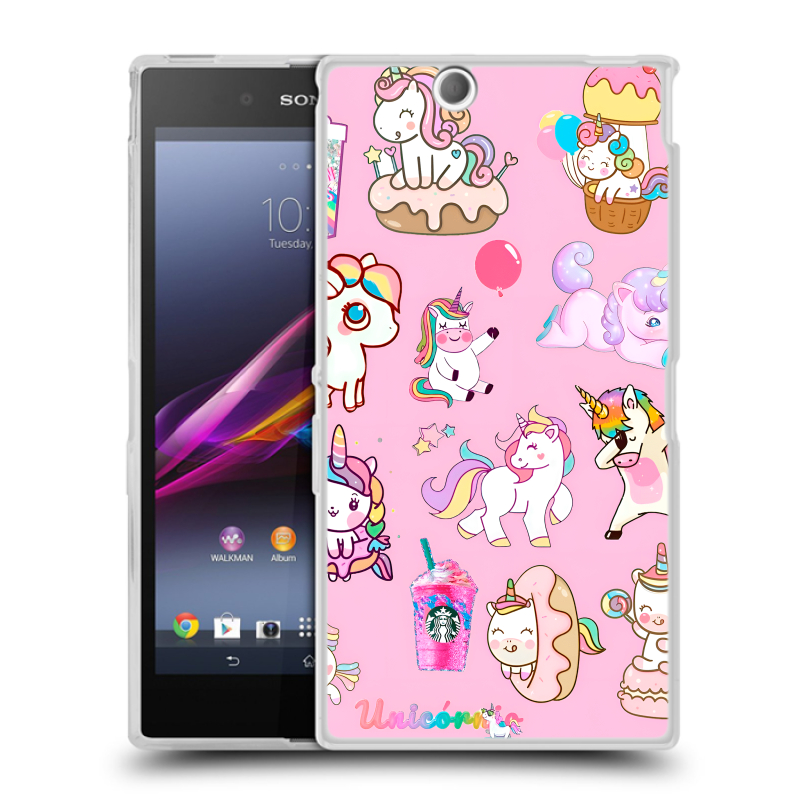 Силиконовый чехол на Sony Xperia Z Ultra с принтом розовые единороги Силиконовый чехол на Sony Xperia Z Ultra с принтом розовые единороги
