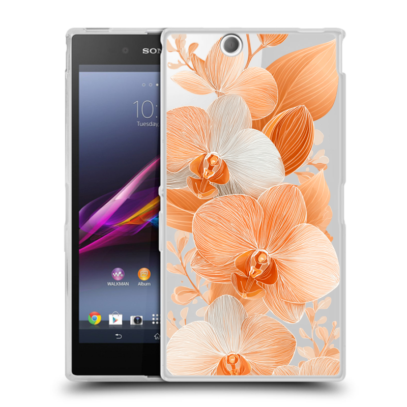 Силиконовый чехол на Sony Xperia Z Ultra с принтом Бежевые цветы Силиконовый чехол на Sony Xperia Z Ultra с принтом Бежевые цветы