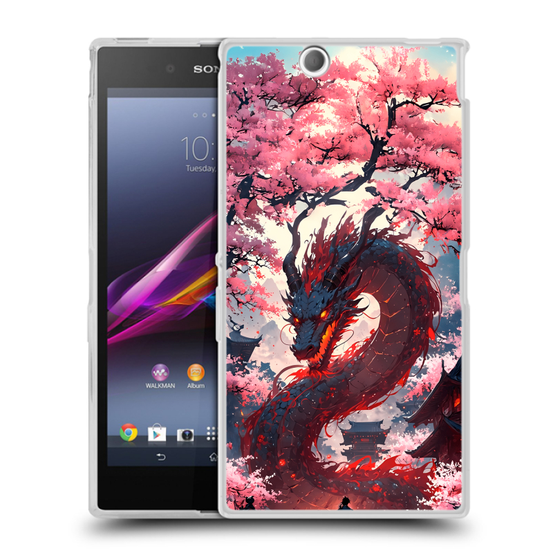 Силиконовый чехол на Sony Xperia Z Ultra с принтом Дракон Японский Силиконовый чехол на Sony Xperia Z Ultra с принтом Дракон Японский