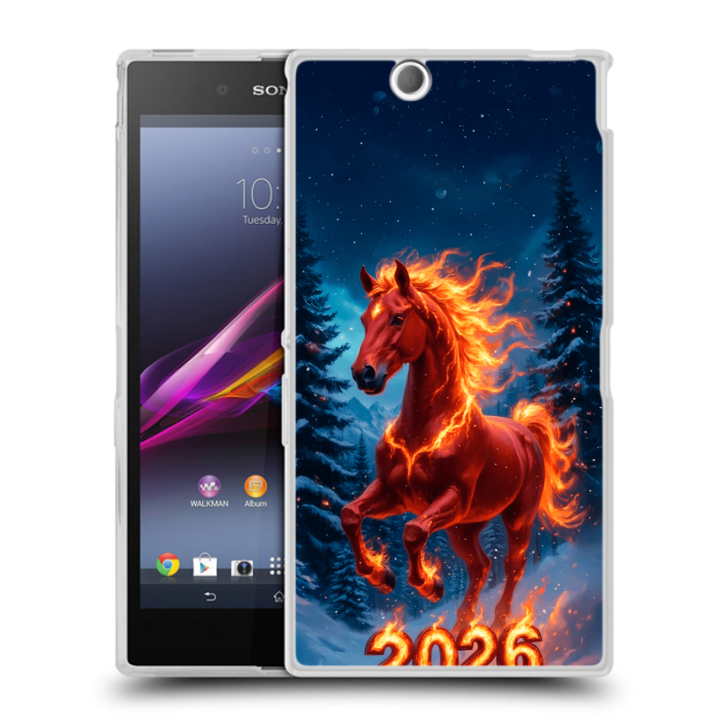 Силиконовый чехол на Sony Xperia Z Ultra с принтом Новый год коня Силиконовый чехол на Sony Xperia Z Ultra с принтом Новый год коня