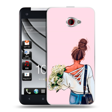 Пластиковый чехол на HTC Butterfly S с принтом Девушка и букет Пластиковый чехол на HTC Butterfly S с принтом Девушка и букет