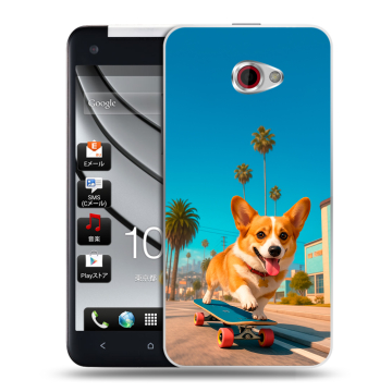 Пластиковый чехол на HTC Butterfly S с принтом Корги на скейте Пластиковый чехол на HTC Butterfly S с принтом Корги на скейте