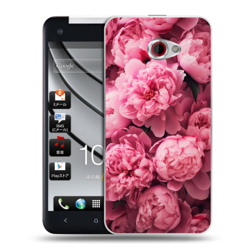 Пластиковый чехол на HTC Butterfly S с принтом цветы пионы Пластиковый чехол на HTC Butterfly S с принтом цветы пионы