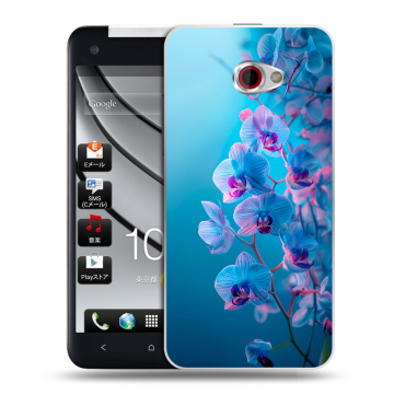 Пластиковый чехол на HTC Butterfly S с принтом голубые орхидеи Пластиковый чехол на HTC Butterfly S с принтом голубые орхидеи