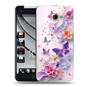 Пластиковый чехол на HTC Butterfly S с принтом цветы бабочки