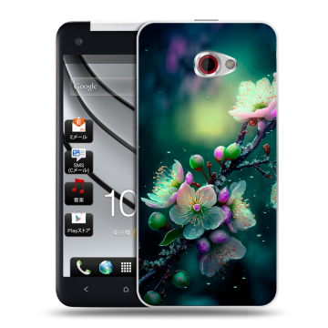 Пластиковый чехол на HTC Butterfly S с принтом Цветы и мрамор