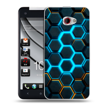 Пластиковый чехол на HTC Butterfly S с принтом Неоновые соты