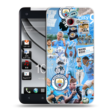Пластиковый чехол на HTC Butterfly S с принтом Man City Манчестер Сити