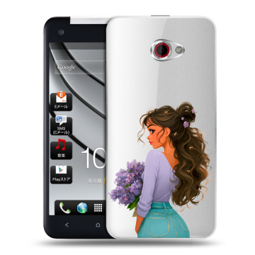 Пластиковый чехол на HTC Butterfly S с принтом девушка цветы