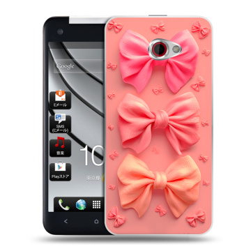 Пластиковый чехол на HTC Butterfly S с принтом Розовые бантики Пластиковый чехол на HTC Butterfly S с принтом Розовые бантики