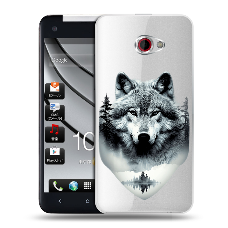 Пластиковый чехол на HTC Butterfly S с принтом Волк в лесу Пластиковый чехол на HTC Butterfly S с принтом Волк в лесу