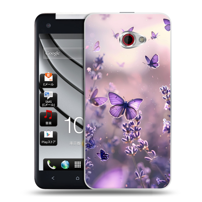 Пластиковый чехол на HTC Butterfly S с принтом бабочки и лаванда Пластиковый чехол на HTC Butterfly S с принтом бабочки и лаванда