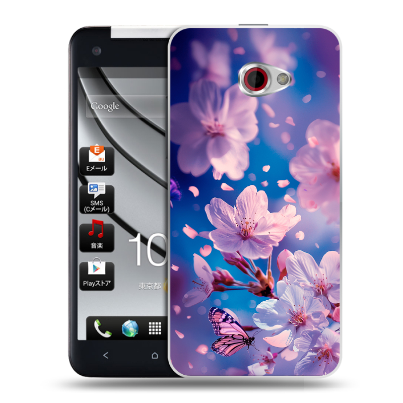 Пластиковый чехол на HTC Butterfly S с принтом цветы бабочки Пластиковый чехол на HTC Butterfly S с принтом цветы бабочки