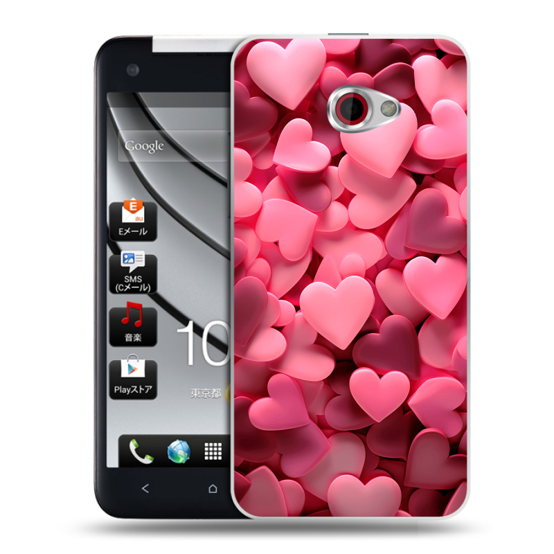 Пластиковый чехол на HTC Butterfly S с принтом розовые сердечки Пластиковый чехол на HTC Butterfly S с принтом розовые сердечки