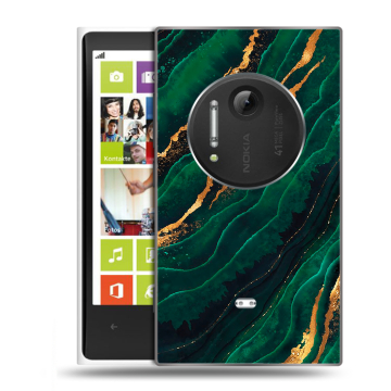Силиконовый чехол на Nokia Lumia 1020 с принтом Мрамор зеленое золото Силиконовый чехол на Nokia Lumia 1020 с принтом Мрамор зеленое золото
